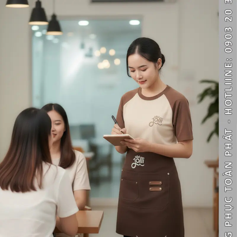 Đồng Phục Quán Cafe 10S Jolli Nâu Be - CB33