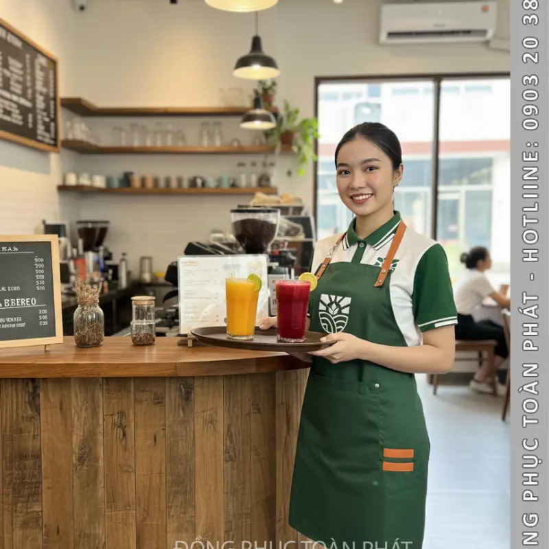 Đồng Phục Cafe SUBO màu trắng xanh - CB15