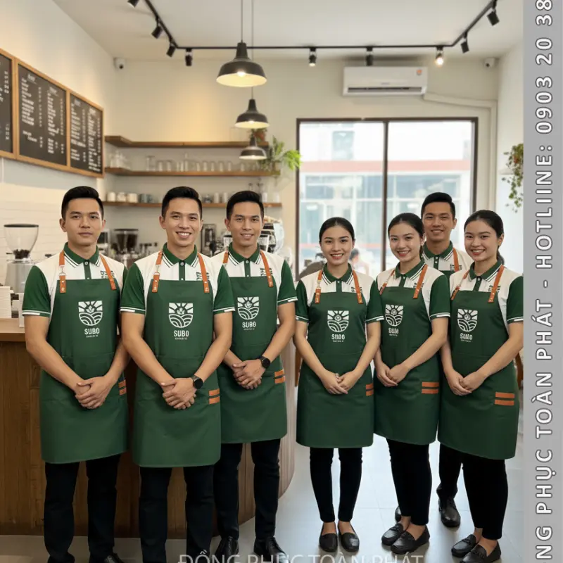 Đồng Phục Cafe SUBO màu trắng xanh - CB15