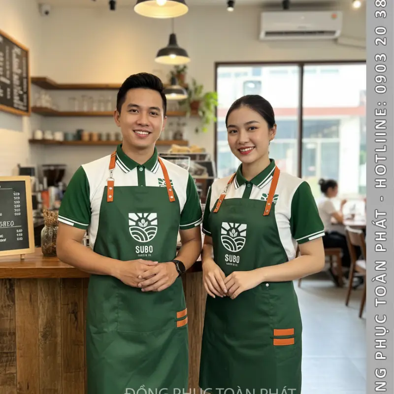 Đồng Phục Cafe SUBO màu trắng xanh - CB15