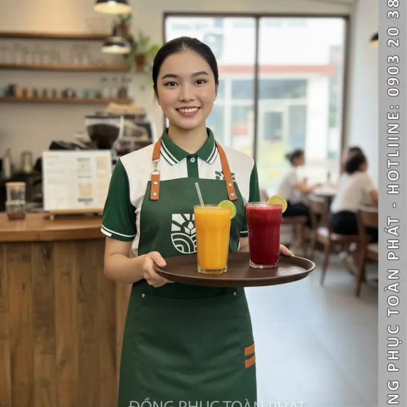 Đồng Phục Cafe SUBO màu trắng xanh - CB15