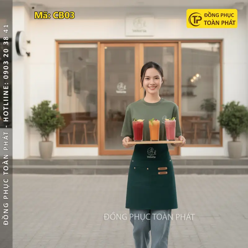 Đồng Phục Cafe Velorria Xanh Rêu - CB03