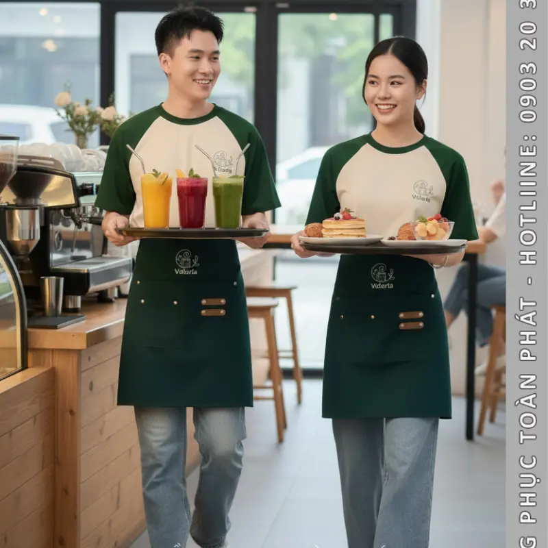 Áo Đồng Phục Veloria Be phối Xanh Ve Chai - CB31