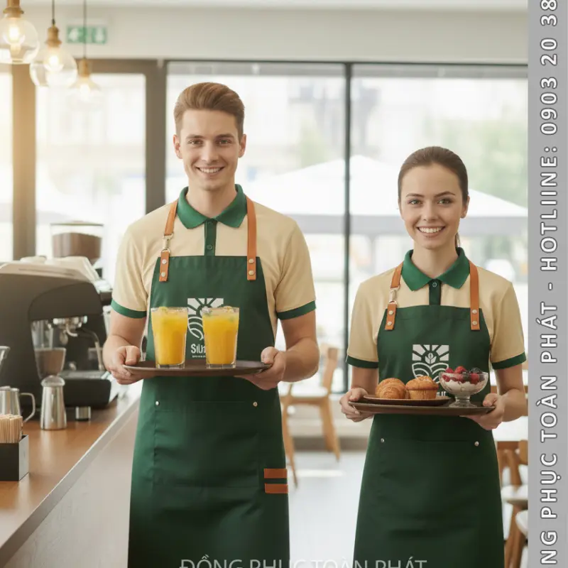 Đồng Phục Cafe Coffee Subo Màu xanh Kem - CB27-1