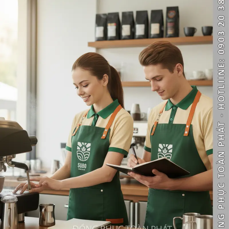 Đồng Phục Cafe Coffee Subo Màu xanh Kem - CB27-1