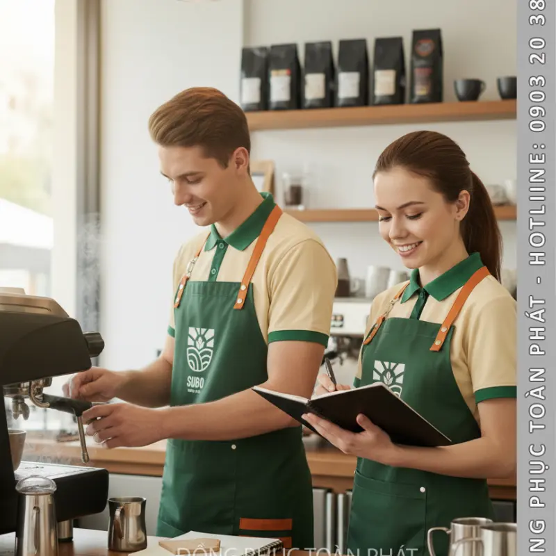 Đồng Phục Cafe Coffee Subo Màu xanh Kem - CB27-1