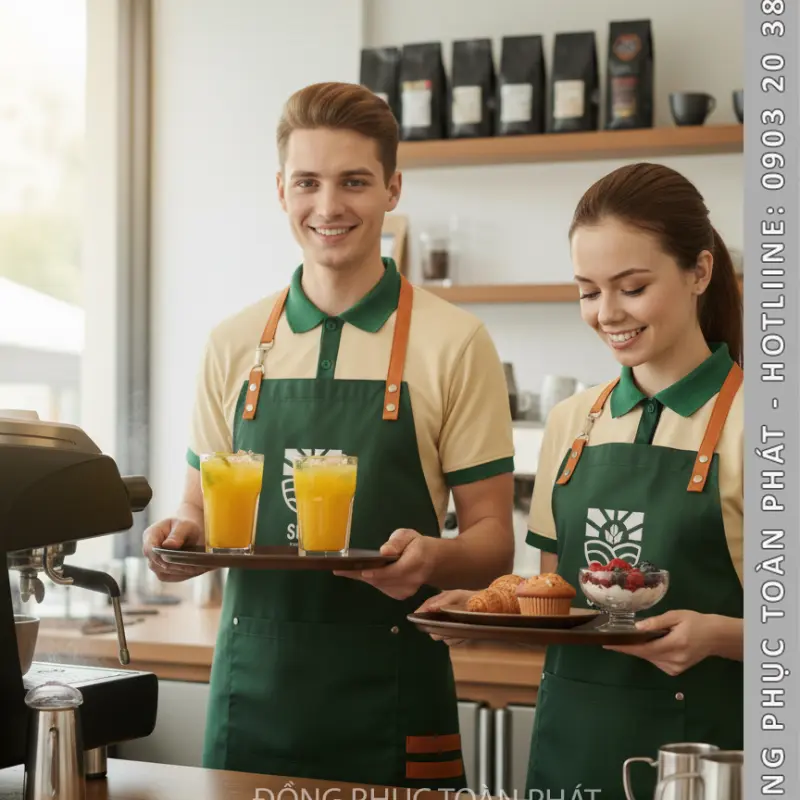 Đồng Phục Cafe Coffee Subo Màu xanh Kem - CB27-1