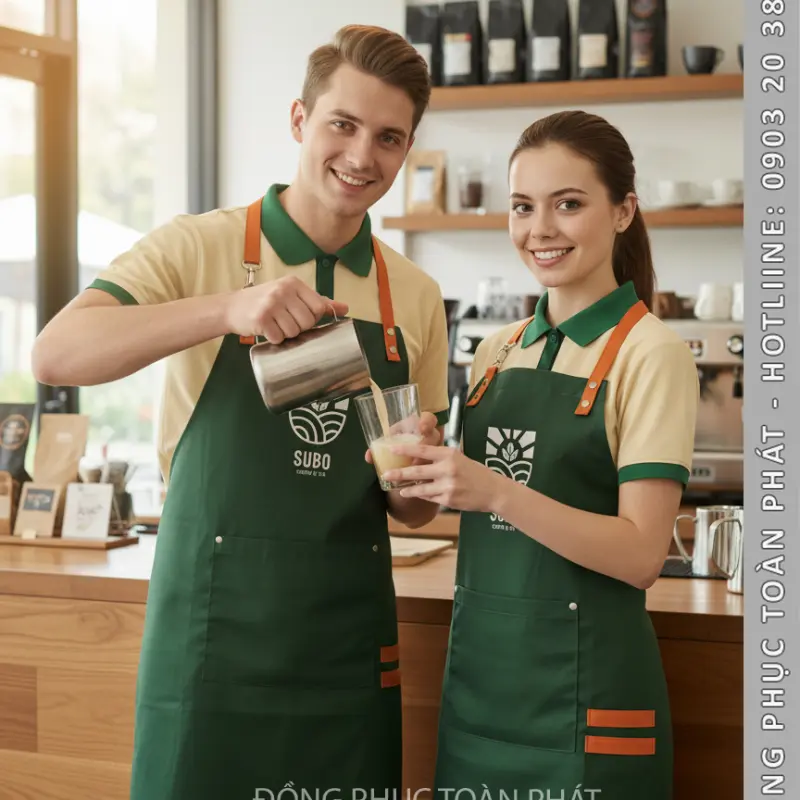 Đồng Phục Cafe Coffee Subo Màu xanh Kem - CB27-1
