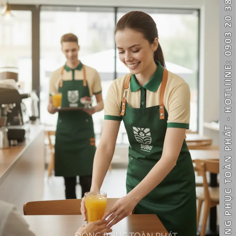 Đồng Phục Cafe Coffee Subo Màu xanh Kem - CB27-1