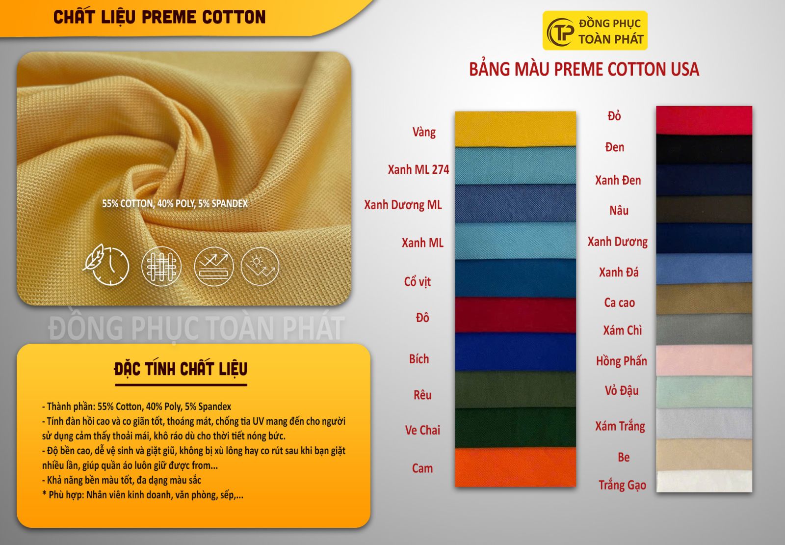 Bảng màu Preme Cotton USA