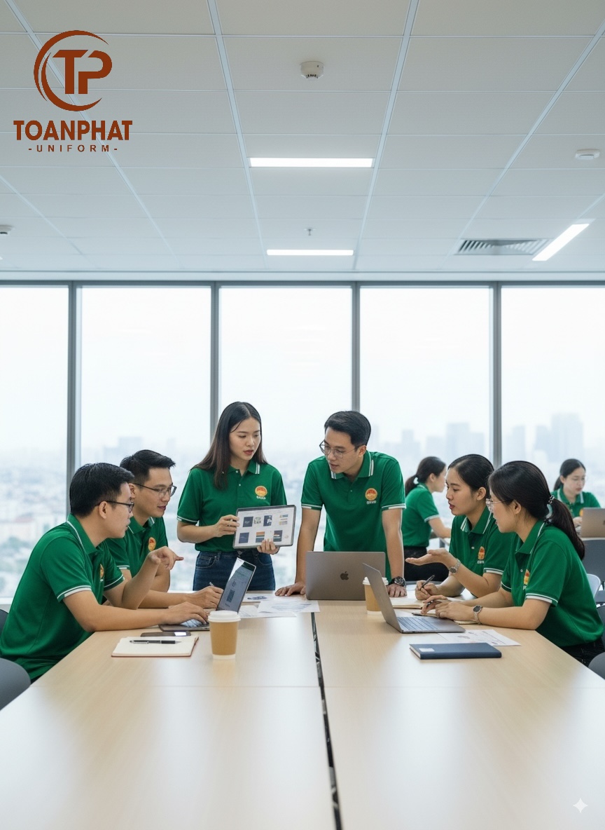 áo đồng phục xanh ve chai 3