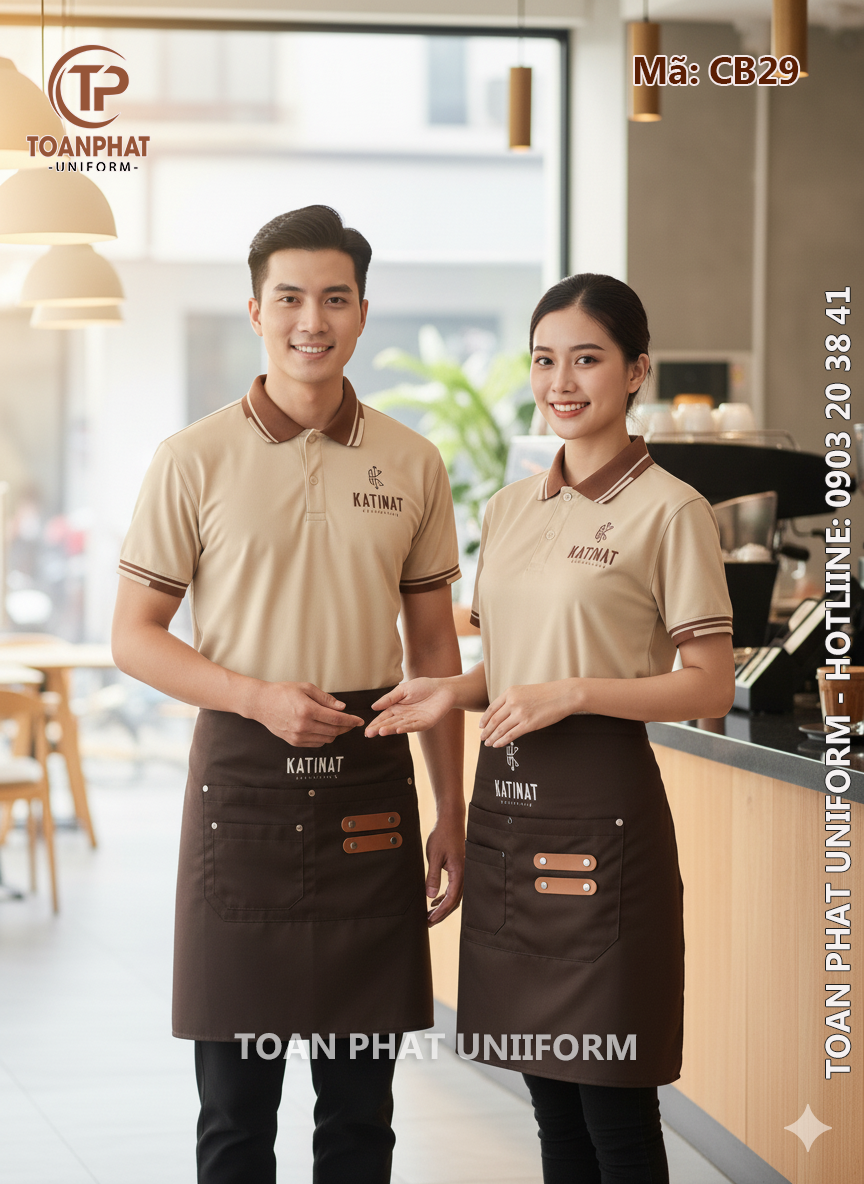Đồng phục cafe Katinat màu be nâu