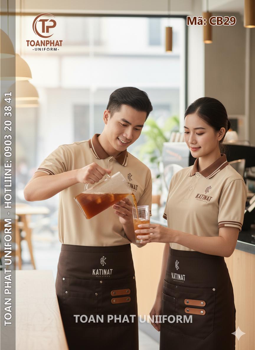Đồng phục cafe Katinat màu be 2