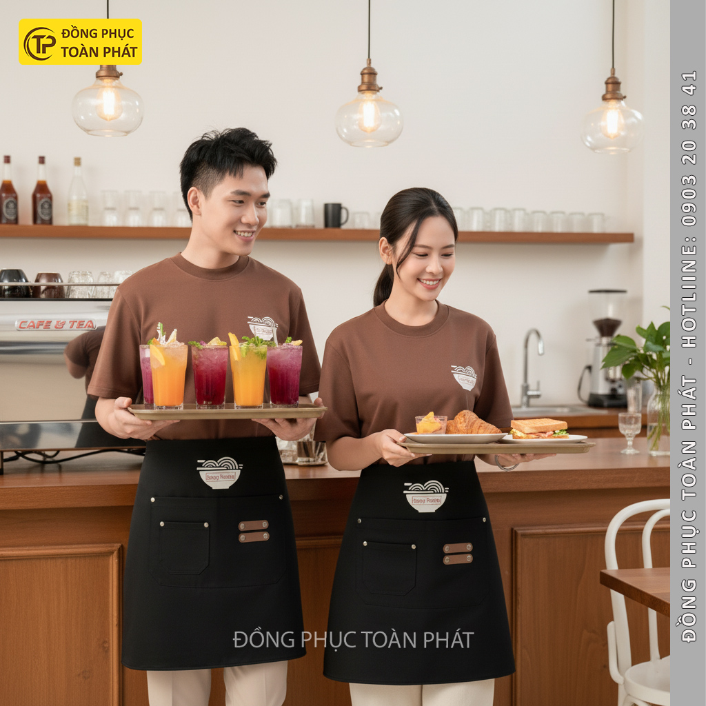 đồng phục cafe happy ramen nâu 4