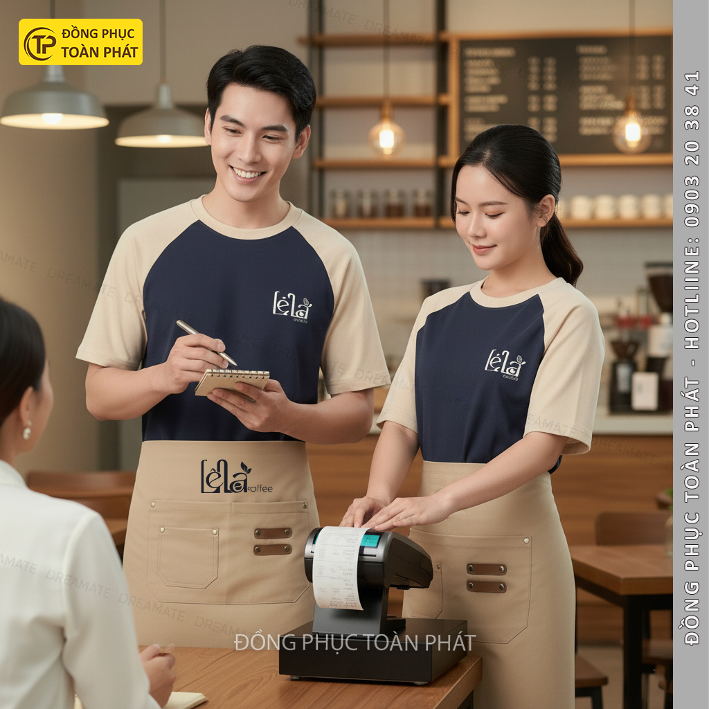 đồng Phục cafe Lê la Coffee be xanh đen 2