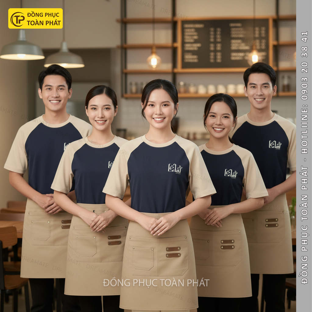 đồng Phục cafe Lê la Coffee be xanh đen 8