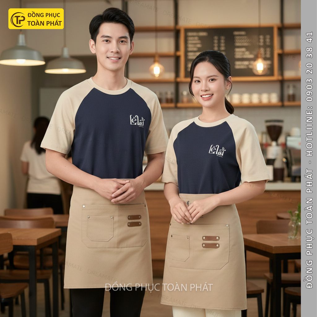 đồng Phục cafe Lê la Coffee be xanh đen 4