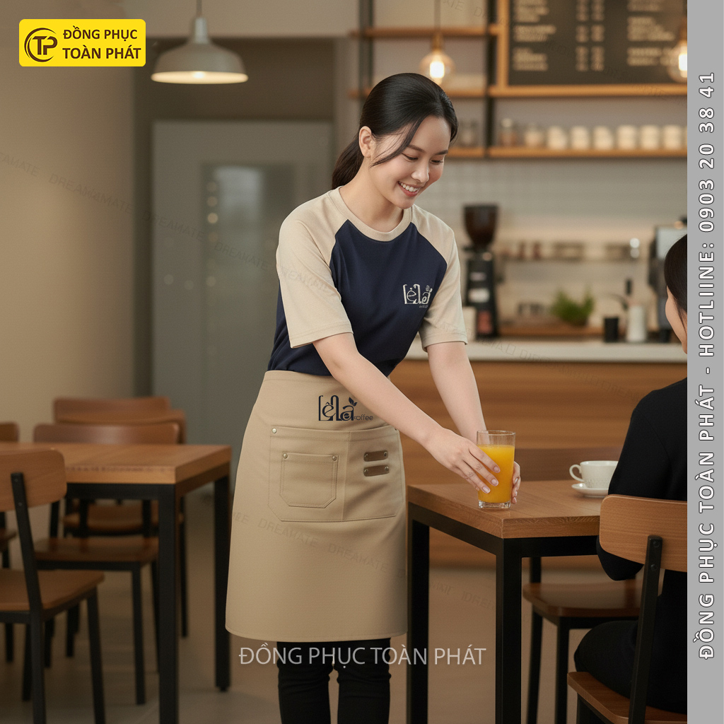 đồng Phục cafe Lê la Coffee be xanh đen 6