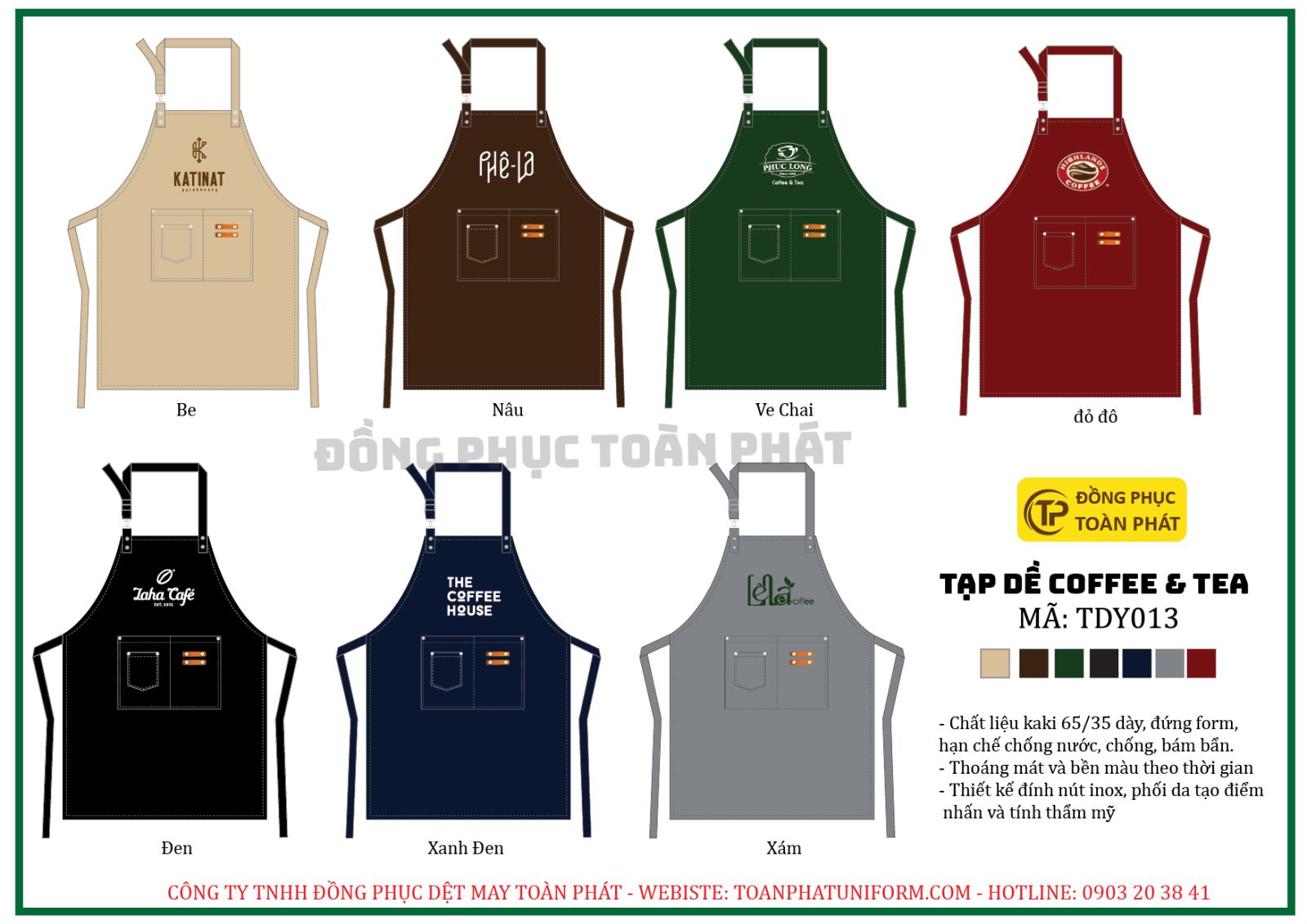 Tạp dề cafe coffee TDY013