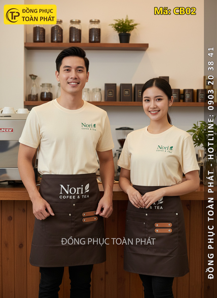 đồng phục cafe kem phôi nâu