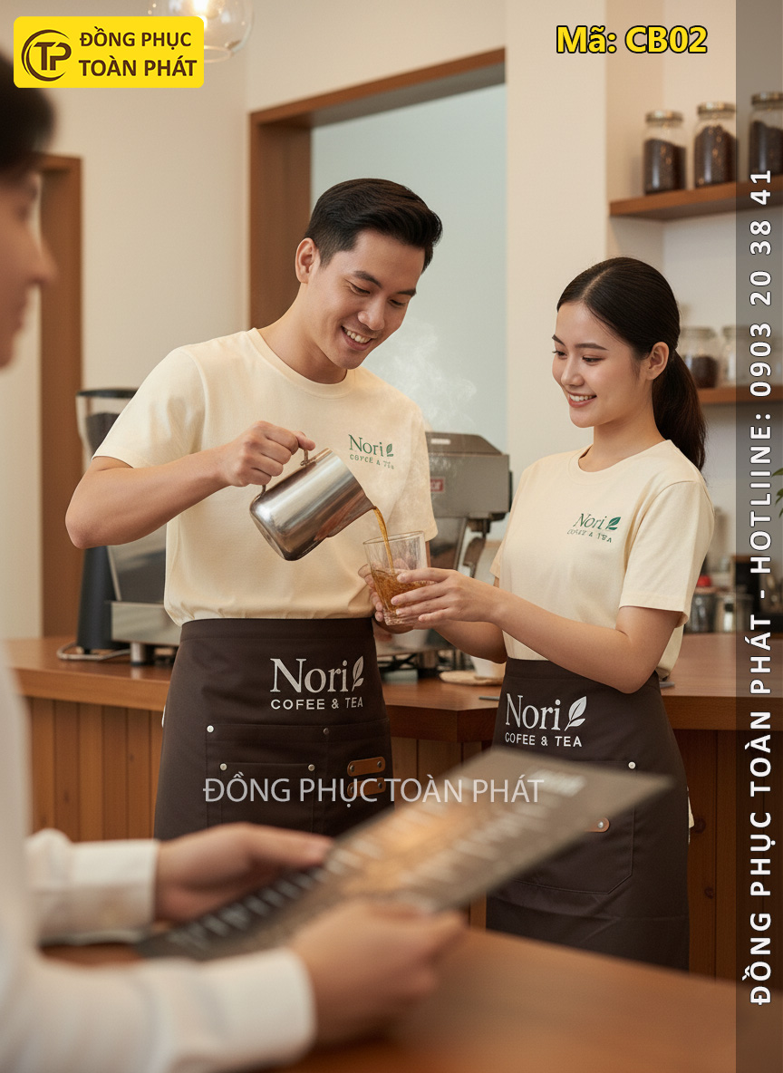 áo đồng phục coffee Nori màu be kem