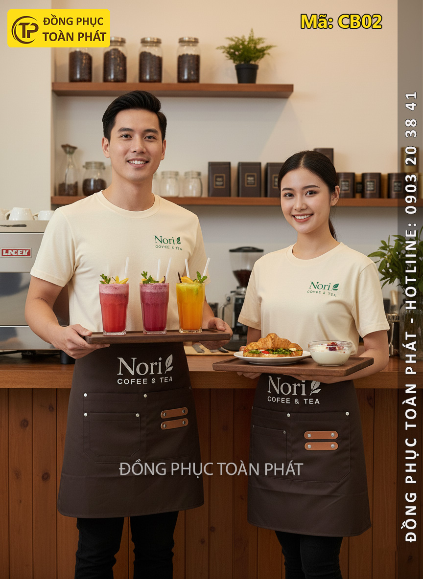 áo đồng phục coffee Nori màu be kem 1