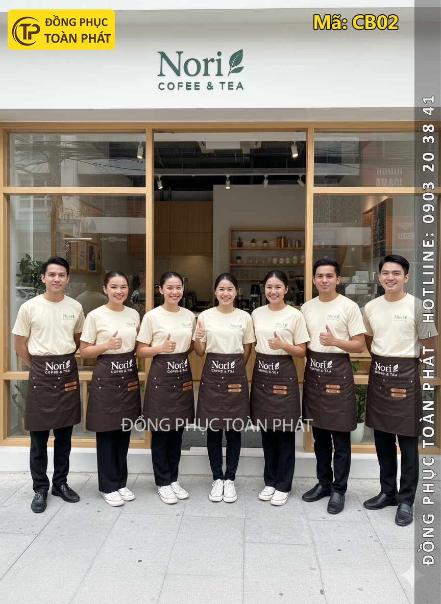áo đồng phục coffee Nori màu be kem 7