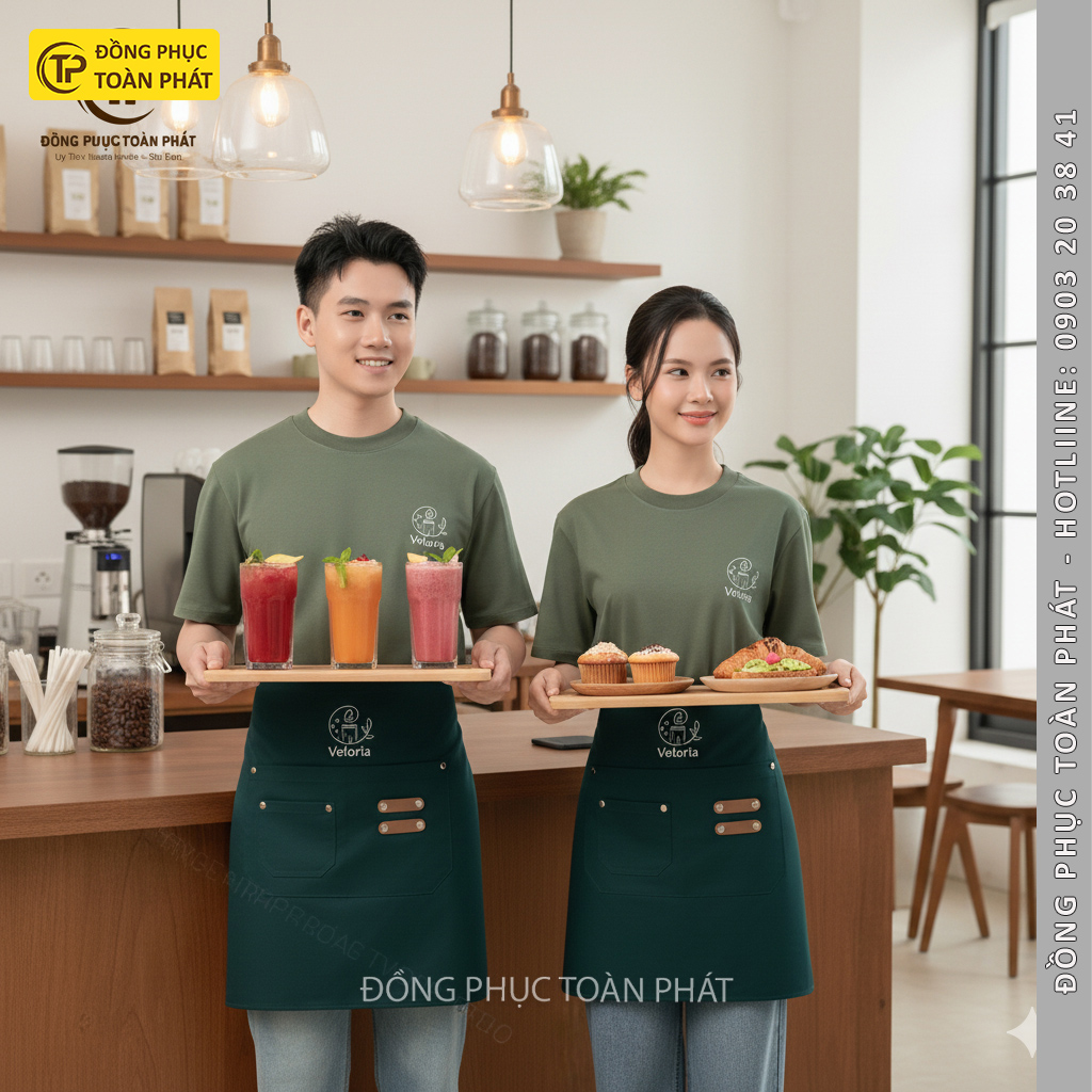 Đồng Phục Cafe Velorria Xanh rêu 2