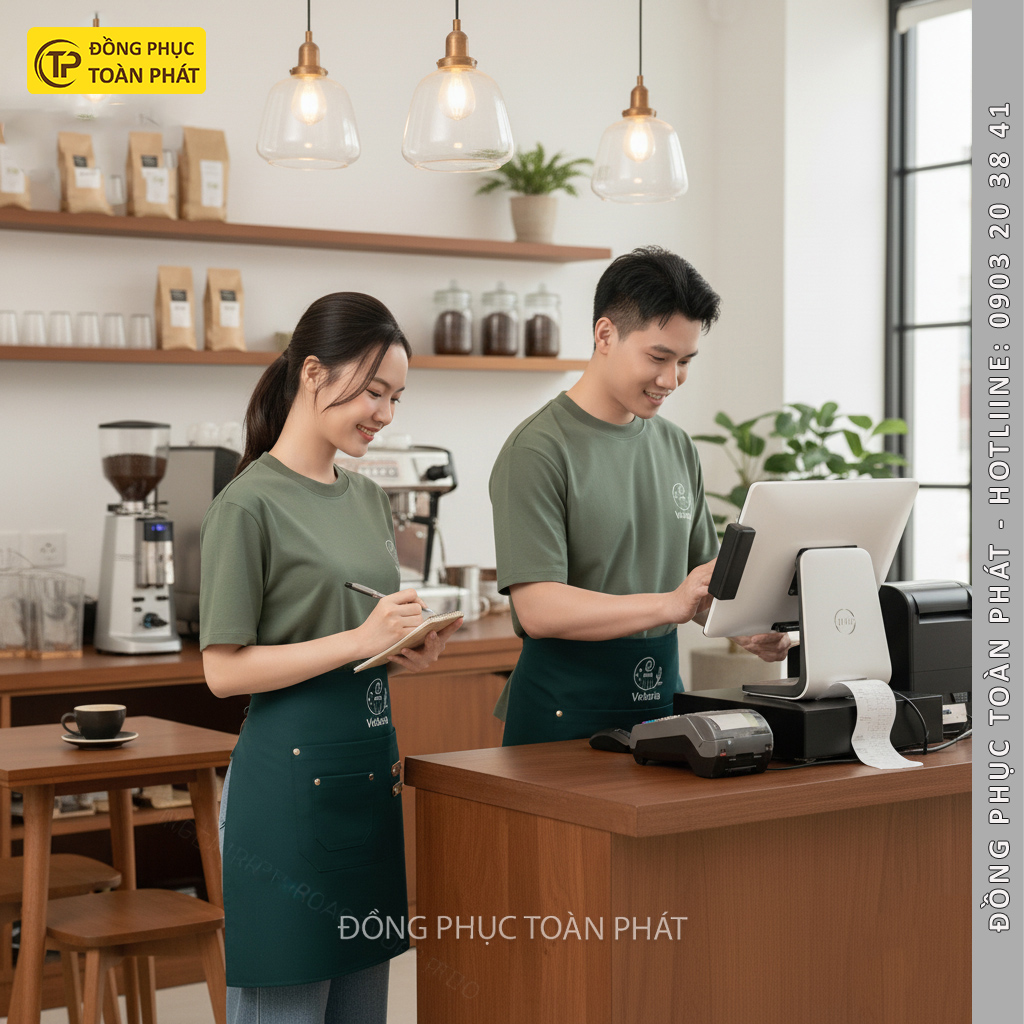 Đồng Phục Cafe Velorria Xanh rêu