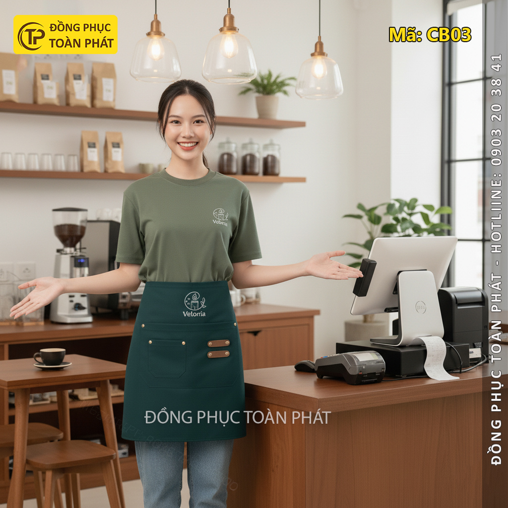 Đồng Phục Cafe Velorria Xanh rêu 5