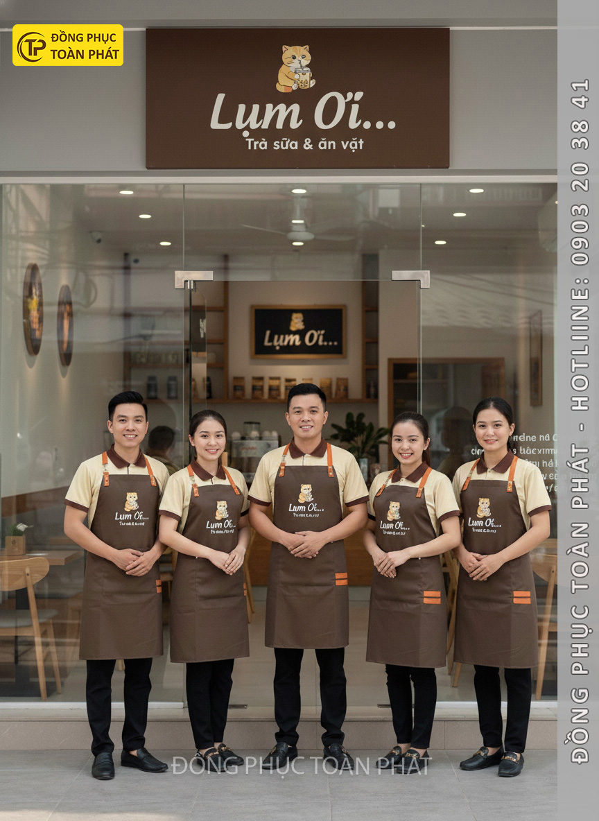 Đồng phục quán cafe lụm ơi nâu kem