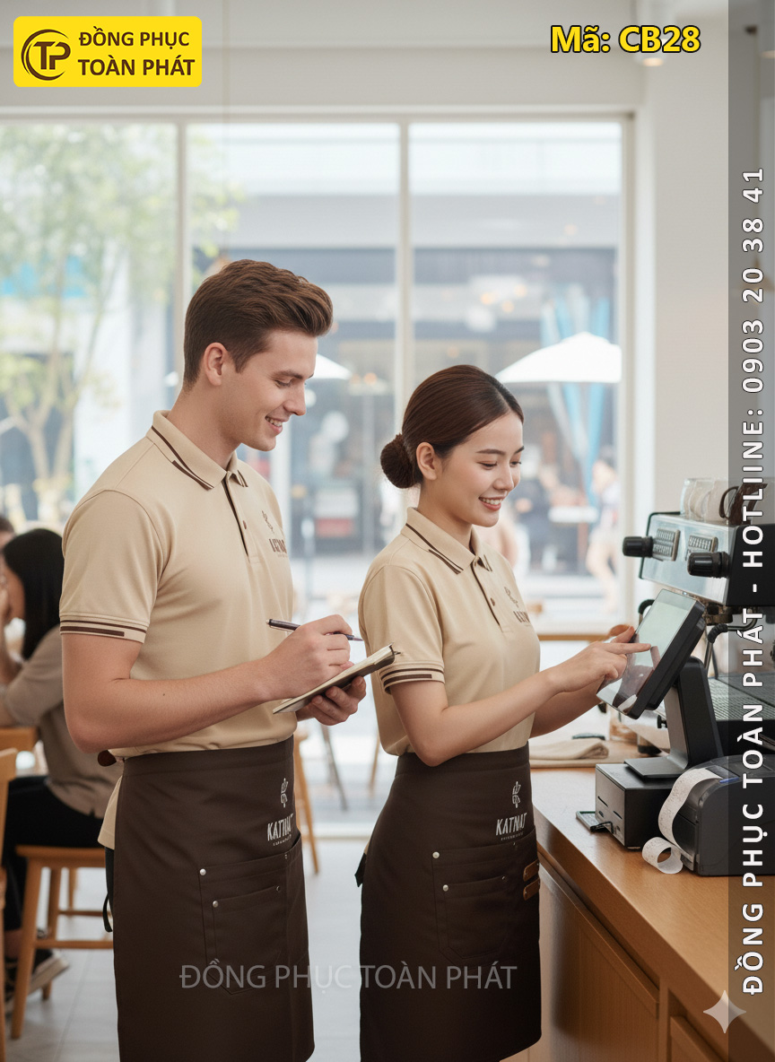 đồng phục katinat màu be nâu 2