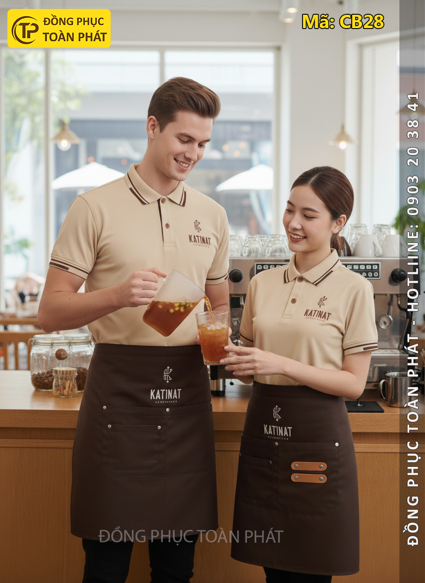 đồng phục katinat màu be nâu 5