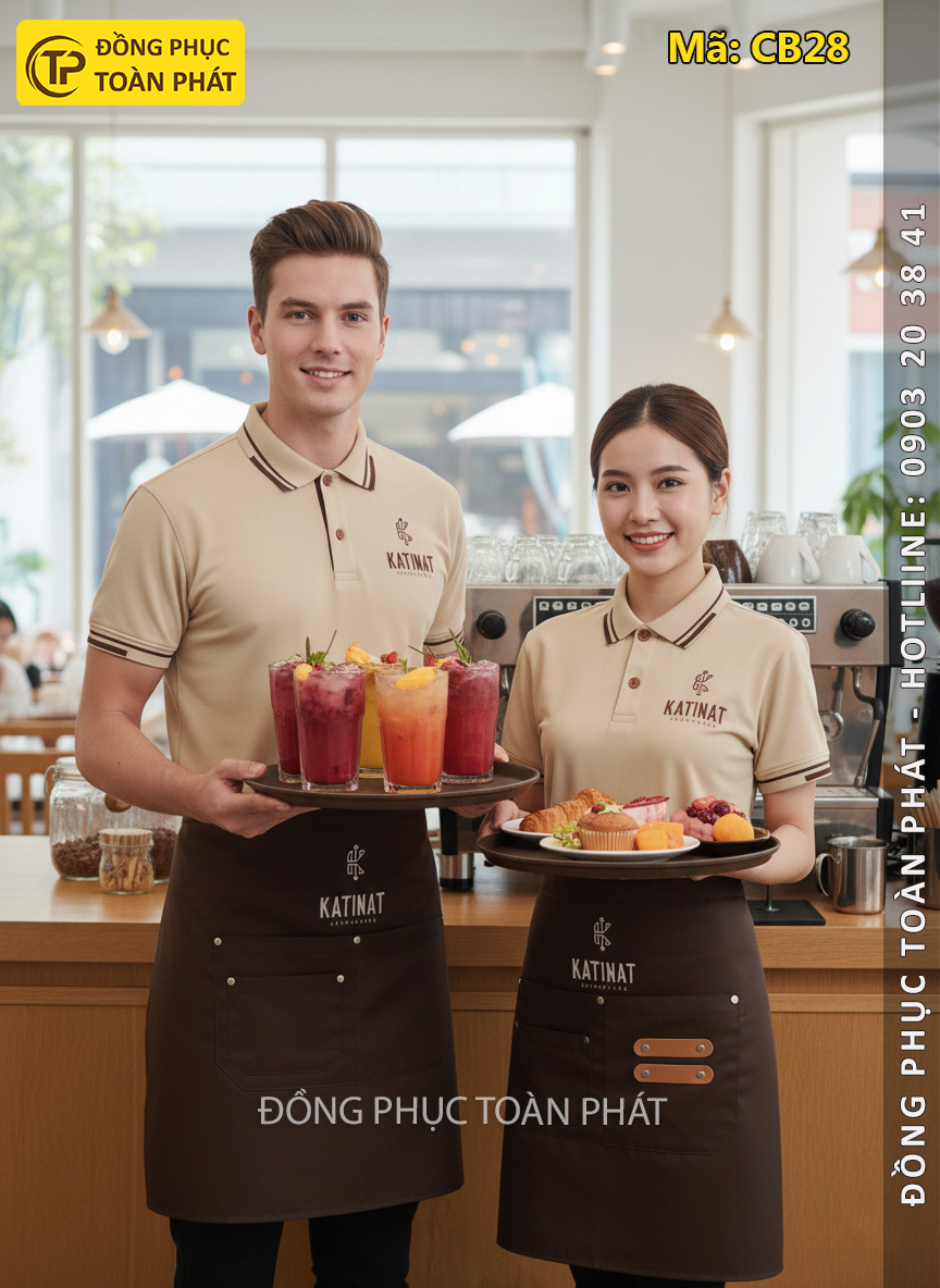 đồng phục katinat màu be nâu 4