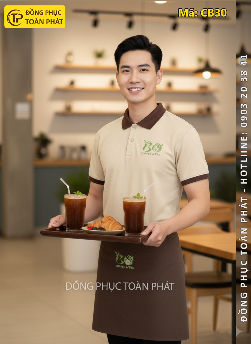 đồng phục cafe màu be bơ coffee 5