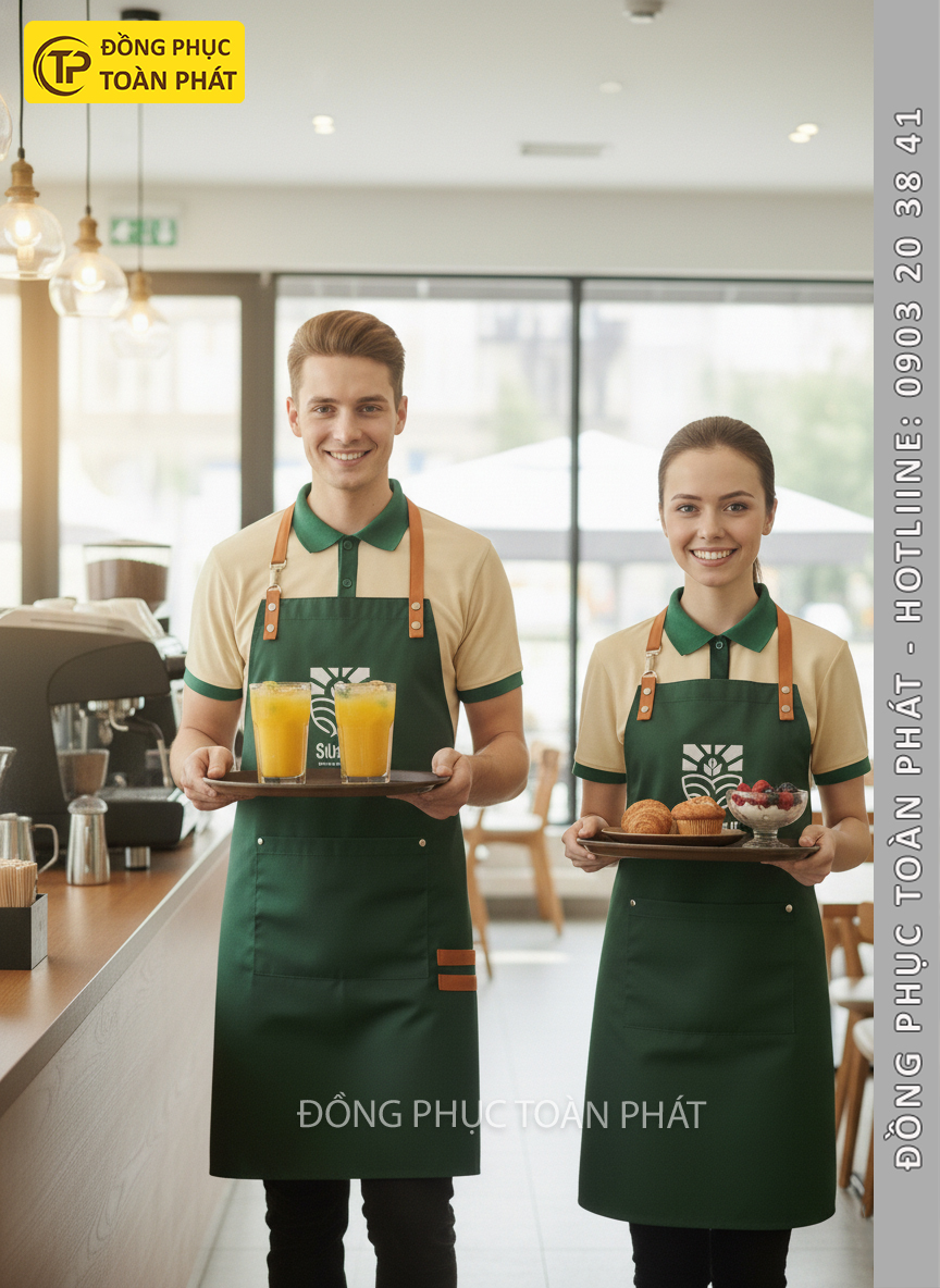 đồng phục cafe coffee Subo xanh kem 3