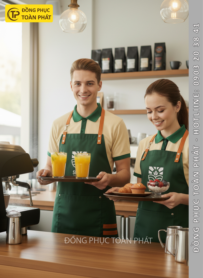 đồng phục cafe coffee Subo xanh kem 5