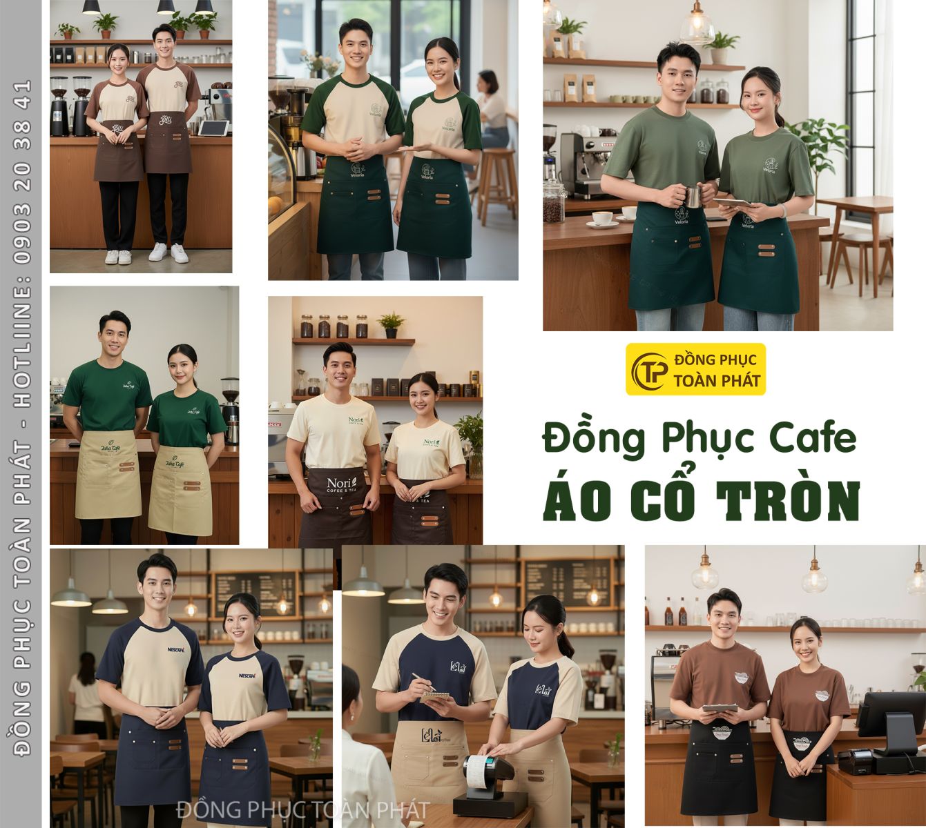 Đồng phục cafe cổ tròn