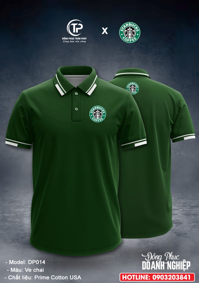 đồng phục starbucks xanh ve chai