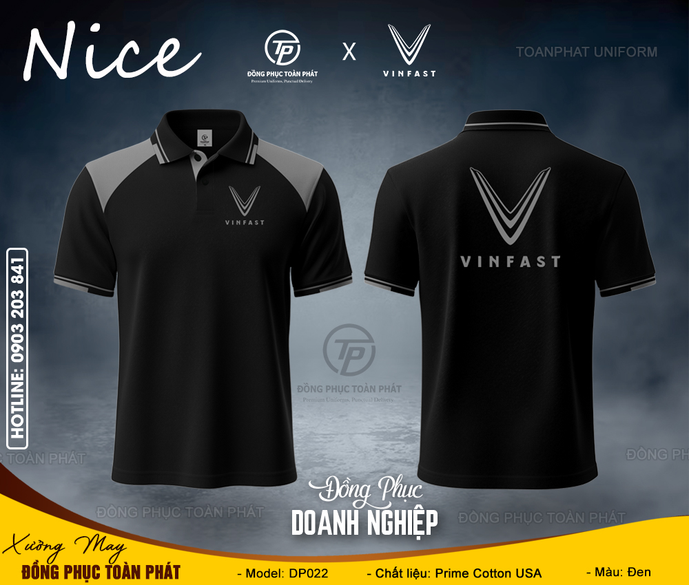 Áo thun đồng phục Vinfast xám đen