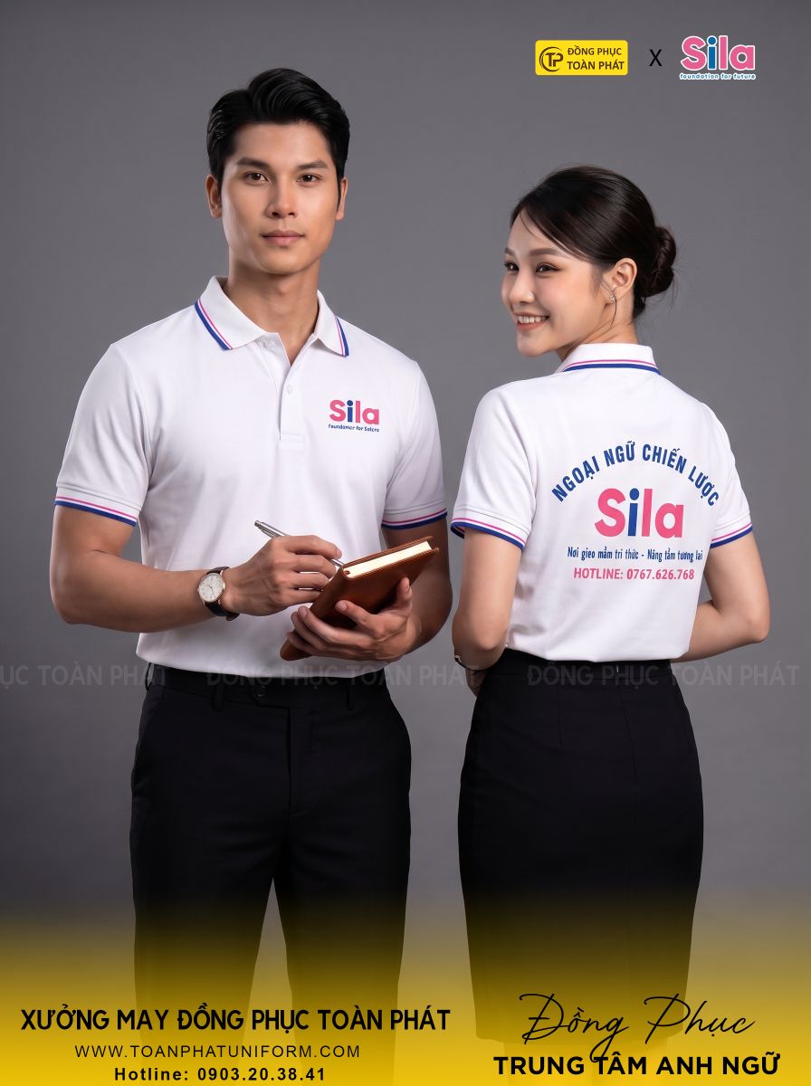 đồng phục trung tâm anh ngũ Sila Trắng Hồng 3