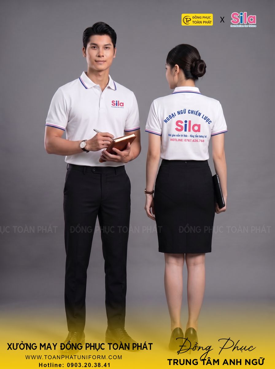 đồng phục trung tâm anh ngũ Sila Trắng Hồng 2
