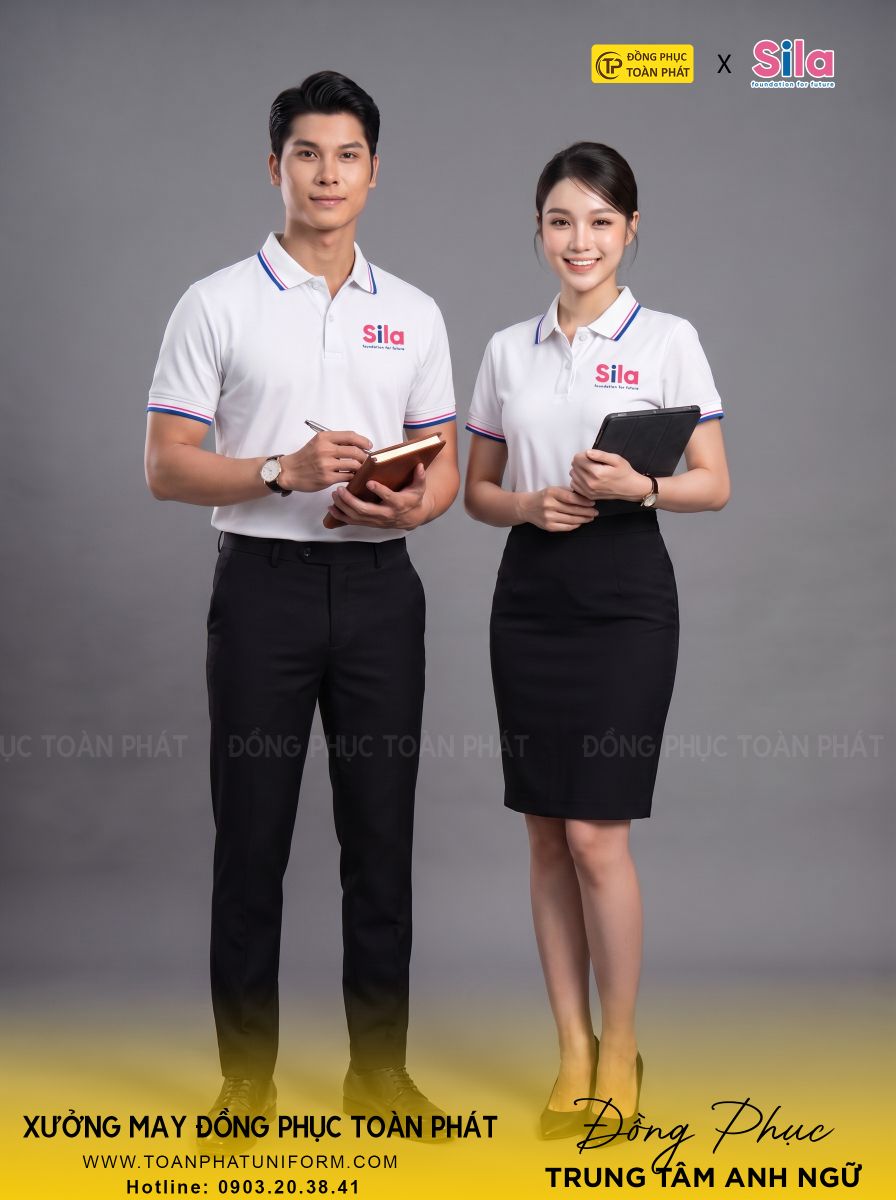 đồng phục trung tâm anh ngũ Sila Trắng Hồng