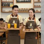 Đồng Phục Quán Cafe Lụm Ơi Màu Nâu Phối Be – CB19