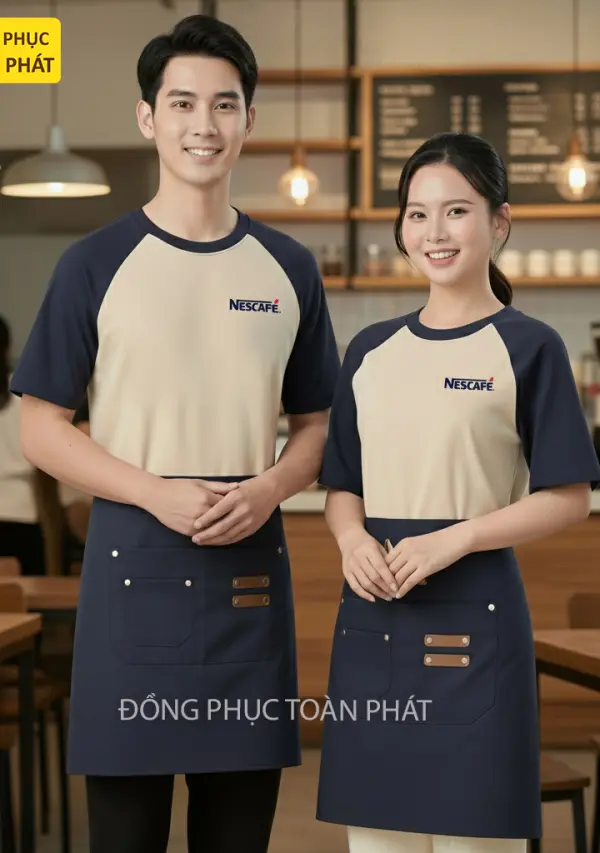  Đồng Phục Nescafe Màu Xanh Đen Phối Be