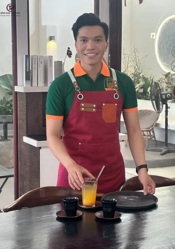 Tạp Dề Yếm Cafe TDY007 Màu Đỏ Đô