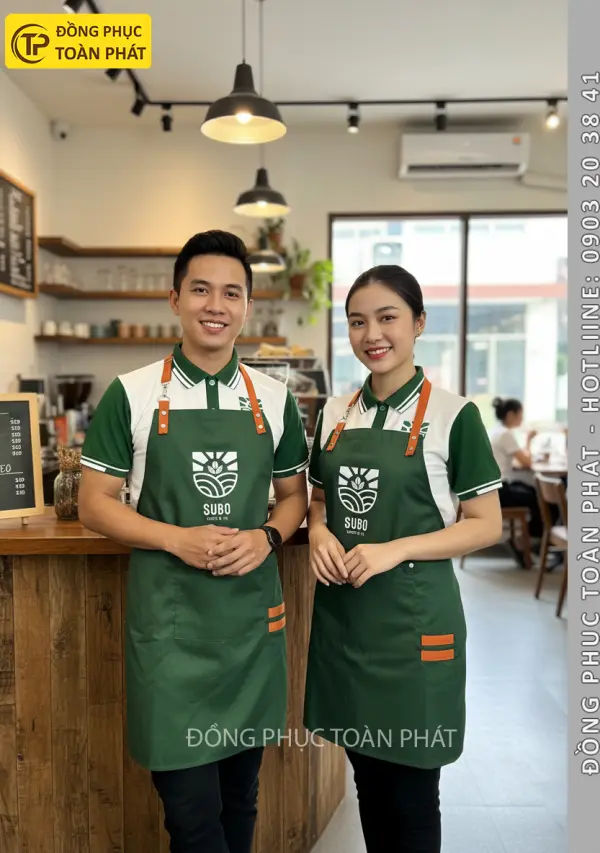 Đồng Phục Cafe SUBO màu trắng xanh - CB15