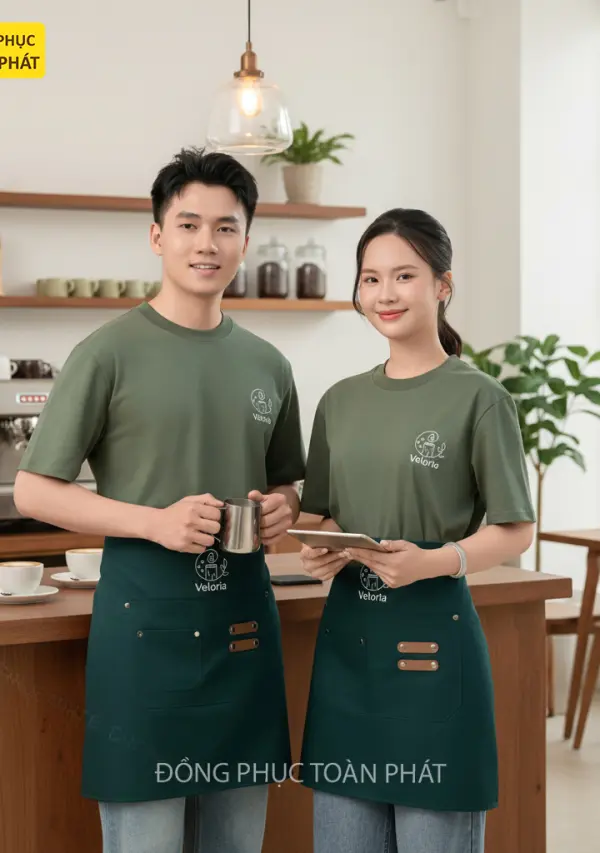 Đồng Phục Cafe Velorria Xanh Rêu - CB03