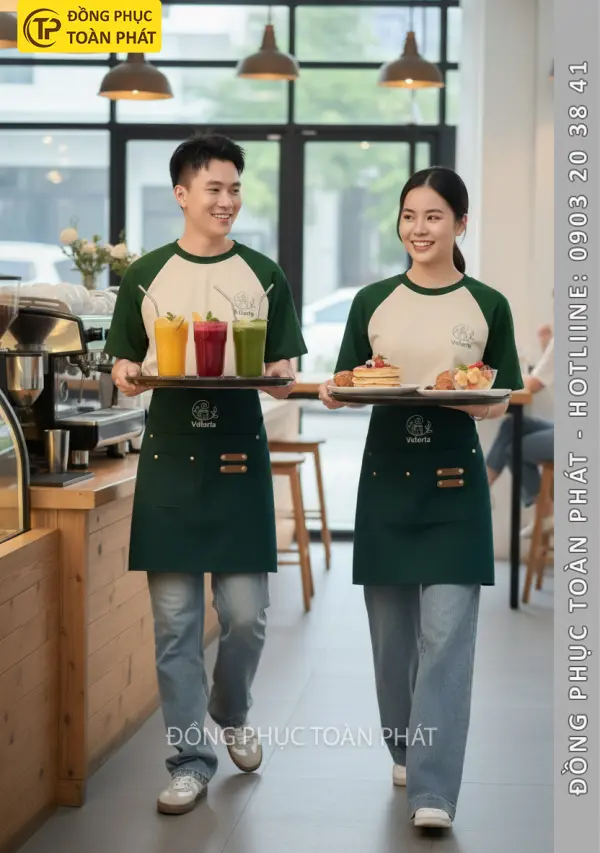 Áo Đồng Phục Veloria Be phối Xanh Ve Chai - CB31