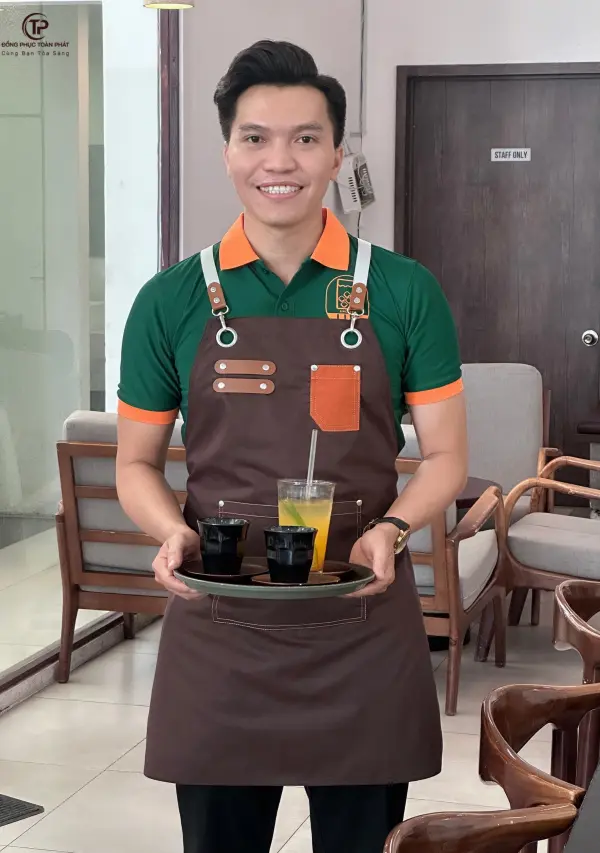 Tạp Dề Yếm Cafe TDY007 Màu Nâu